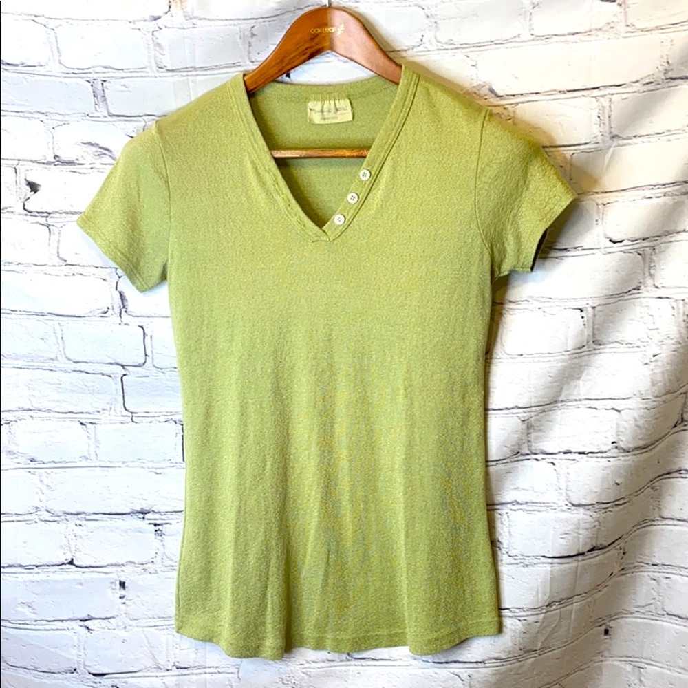Michael Stars Green Maternity V Neck Short Sleeve T-Shirt Top Size XS-Small
